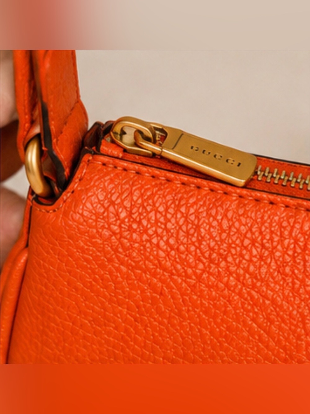 Gucci Orange Pebbled Leather Mini Shoulder Bag🍊NWTs GG Gold Hardware - Full Set - Picture 9 of 12